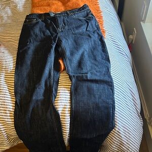 Peachy Den Elegant Dark Blue Women's Straight Leg Jeans